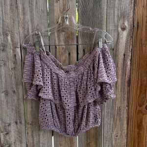 Free People Off The Shoulder Purple Blouse | US Size M